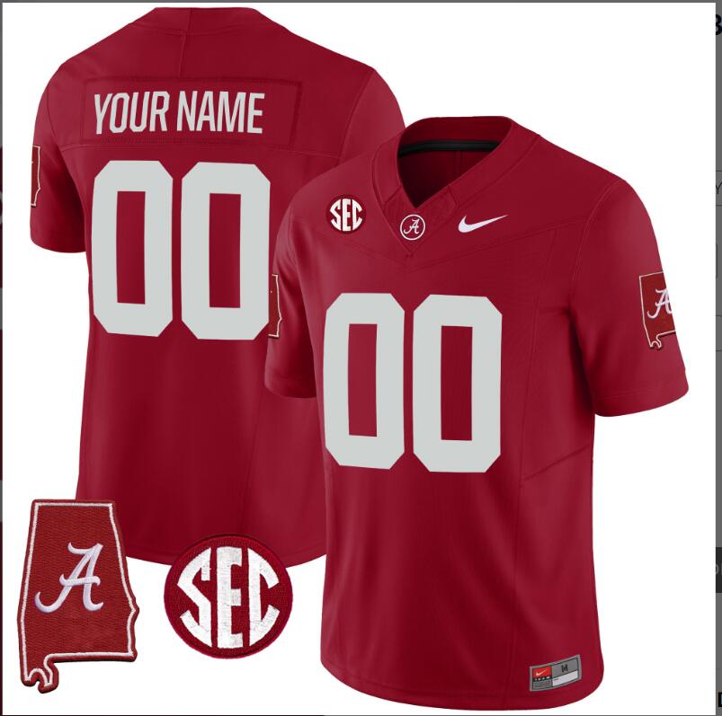 Men Alabama Crimson Tide Vapor Limited red Custom 2024 Nike NCAA Jersey 2